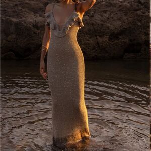 JLUX LABEL - GOLD MIDNIGHT SPARKLE MAXI DRESS